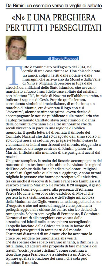 “Avvenire” battezza come esemplare l’iniziativa del Comitato Nazarat di Rimini