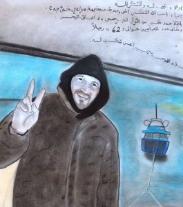 Il disegno che lo raffigura in segno di ringraziamento per aver salvato persone in mare in fuga dall'Isis