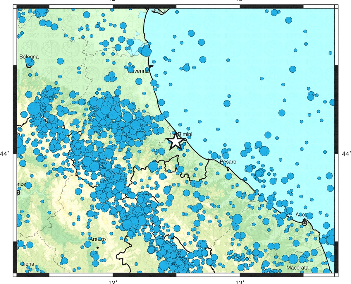 I terremoti che hanno sconvolto la costa riminese